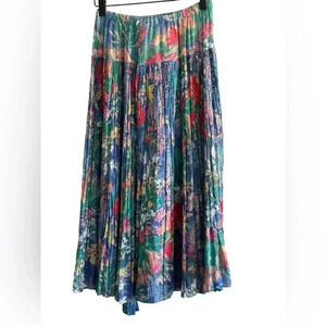 Vintage Atlast Studio Floral Print Maxi Skirt with Belt Multi Colors Size Small